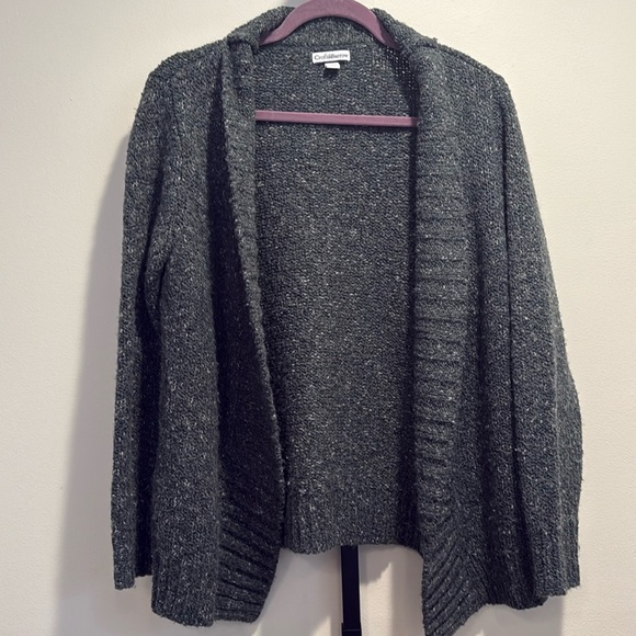 Women’s open front sweater, Croft & Barrow, Size L, gray with white flecks - Picture 1 of 7